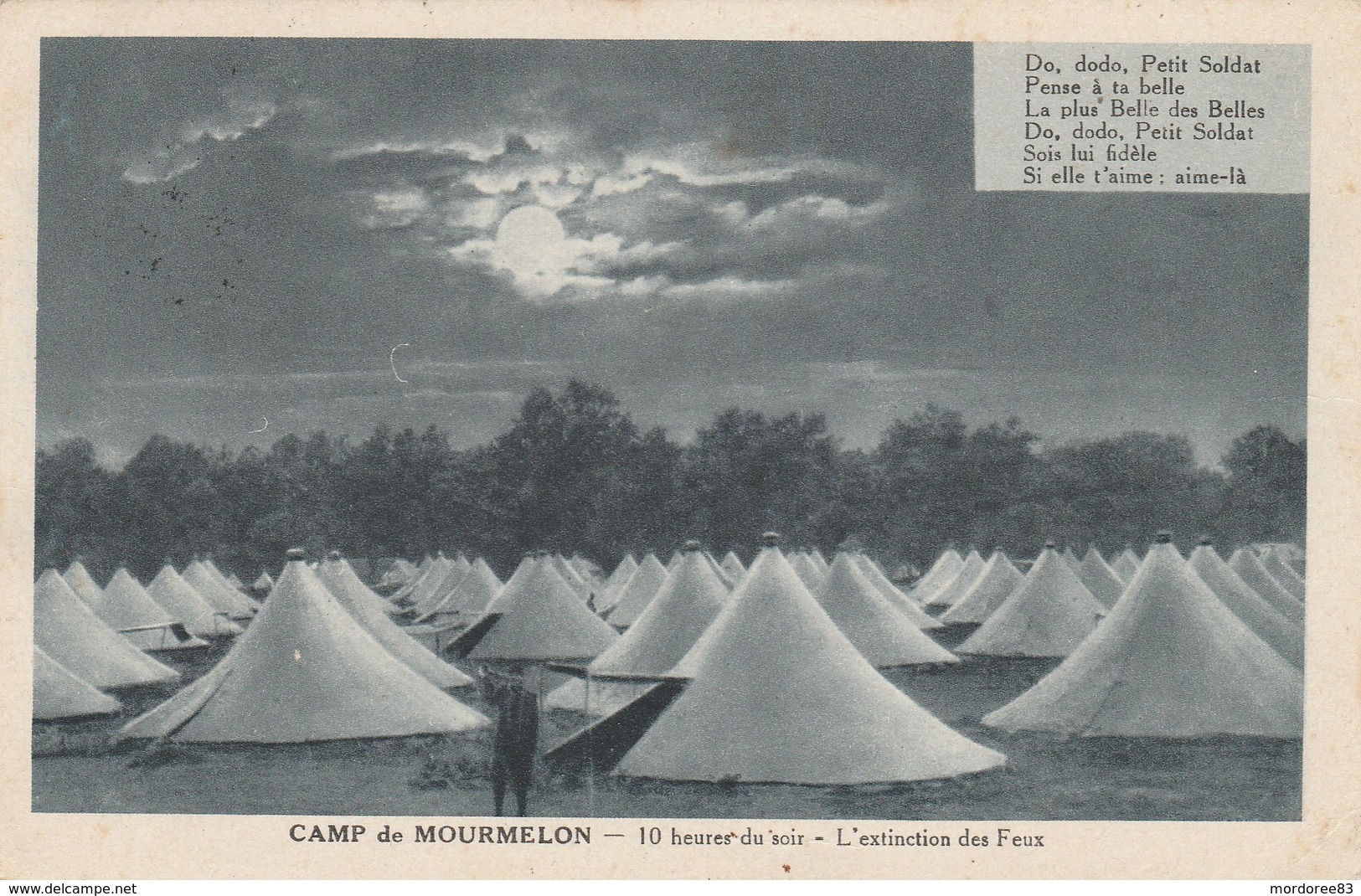 MERCURE 40C SUR CPA CAMP DE MOURMELON CAD POSTE AUX ARMEES 23/9/39 POUR PONT L ABBE D ARNOULT CHARENTE - WW II