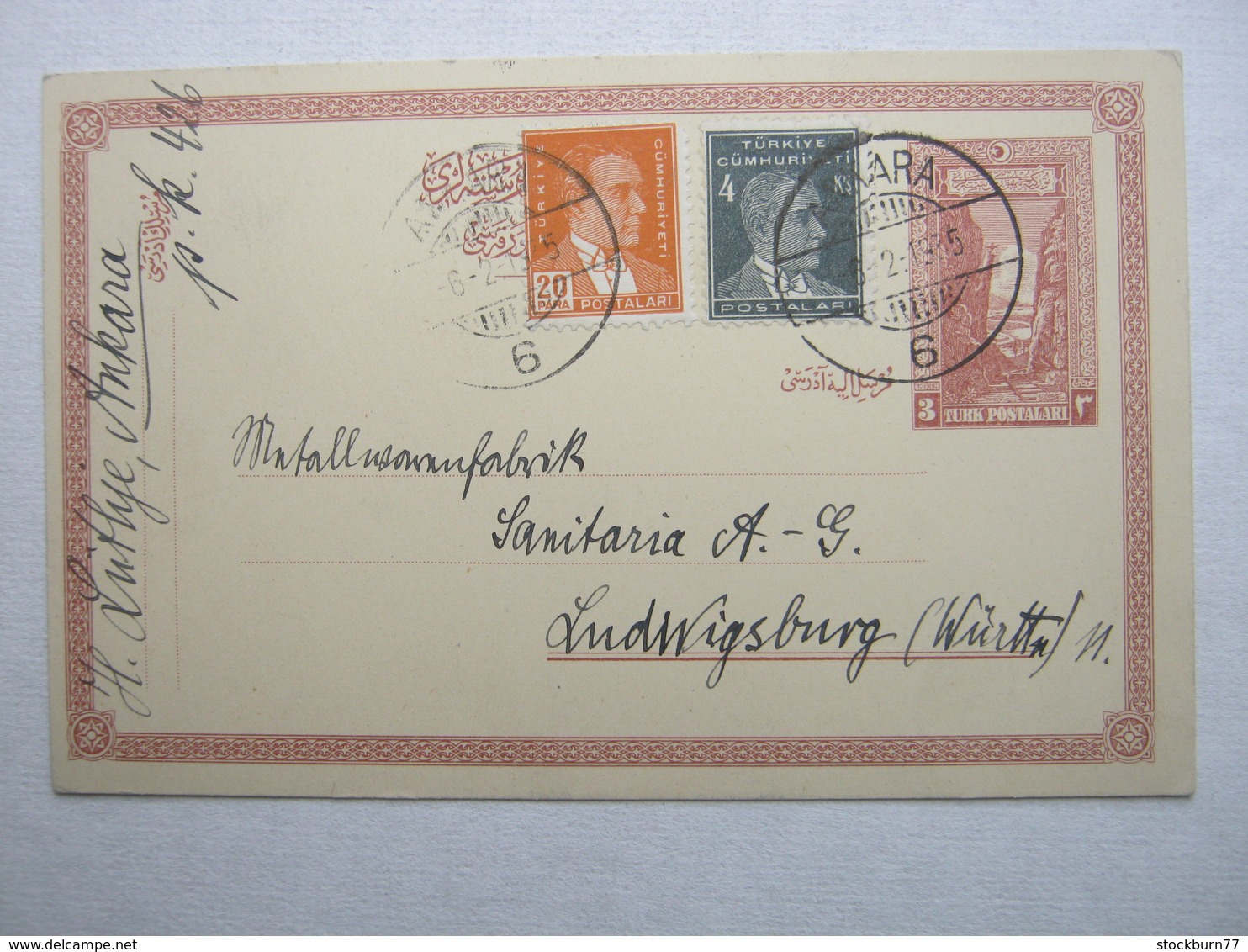 1935 ,  Ganzsache Aus Ankara  Nach Deutschland - Postal Stationery