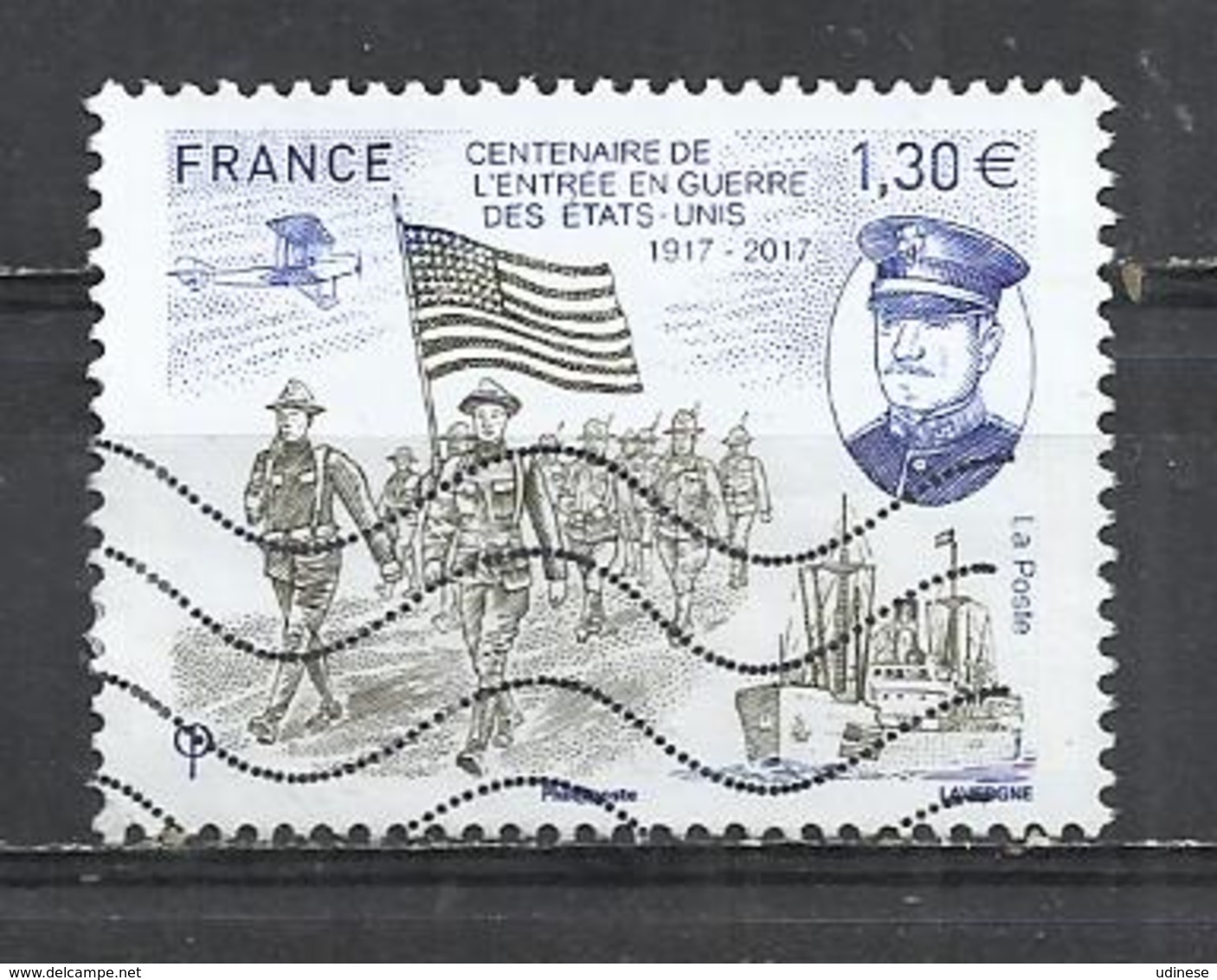 FRANCE 2017 - 100 YEARS SINCE USA ENTERED WW1 - USED OBLITERE GESTEMPELT USADO - Gebruikt