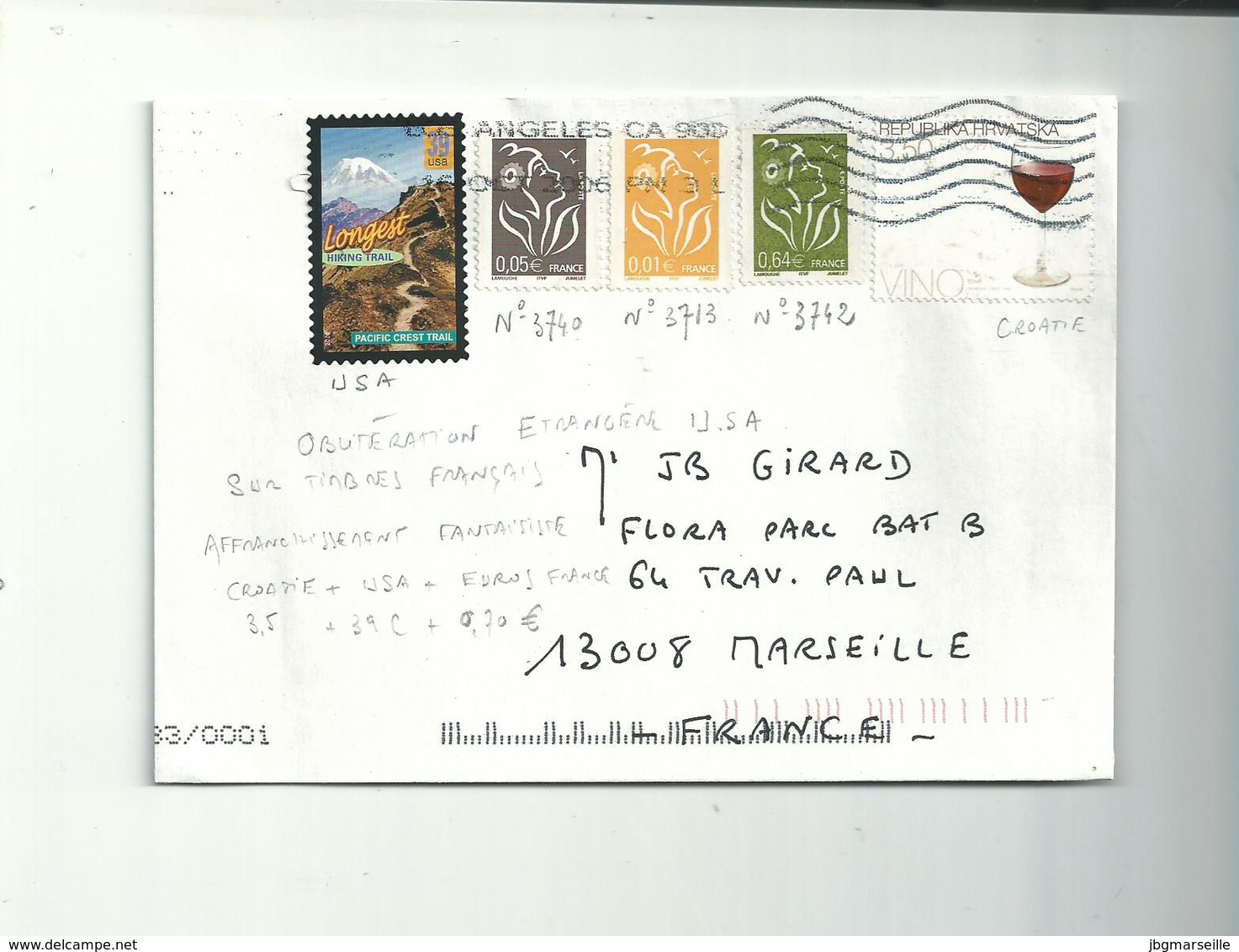 Lettre Des USA Pour MARSEILLE....affranchissement Fantaisiste......a Circulé.....Los Angéles 2006........ - Used Stamps