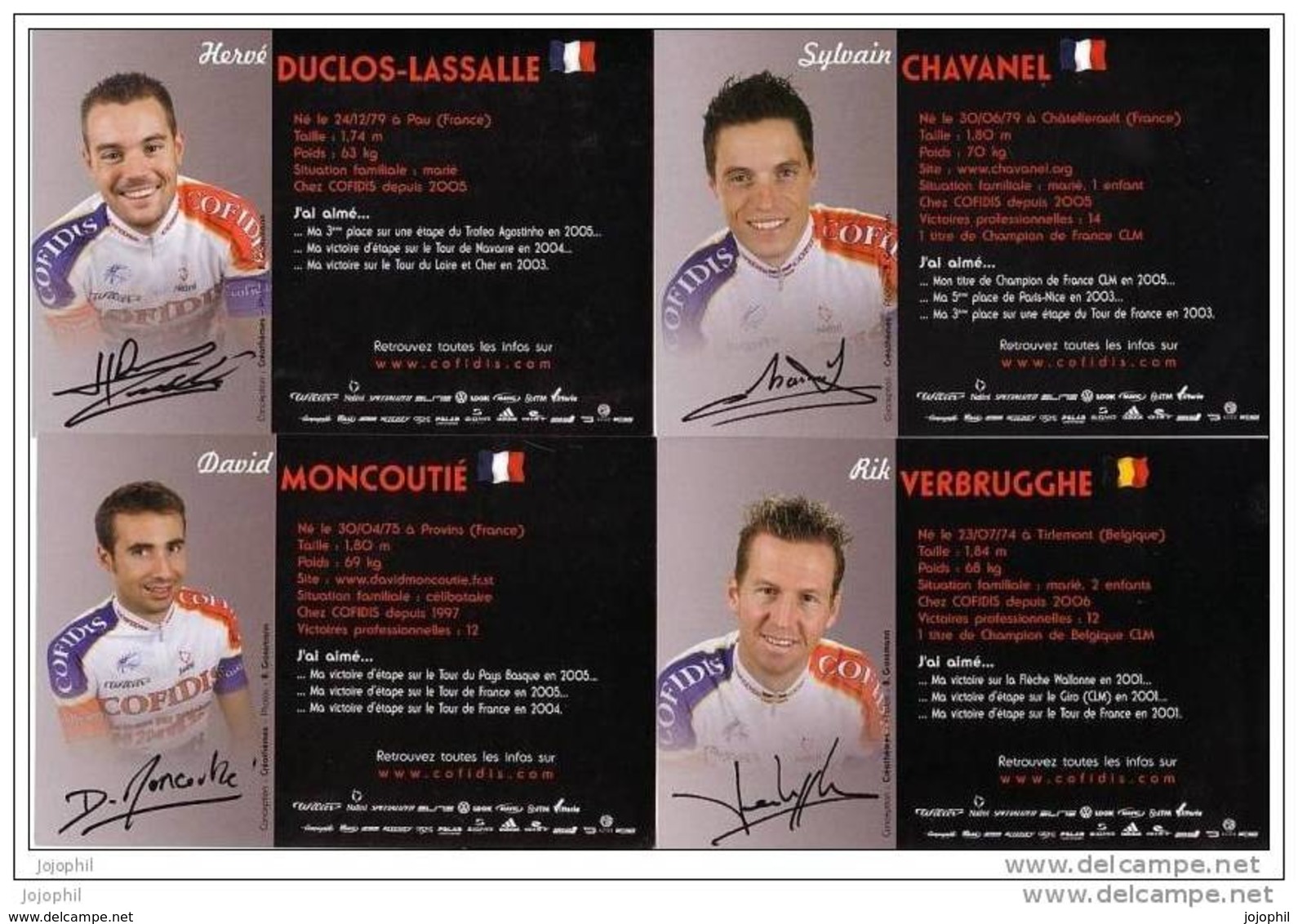 Lot De 37 Cartes Souples - équipe Cofidis 2006 - Photo Recto Verso - Portrait Et Fiche De Chaque Coureur - Sports