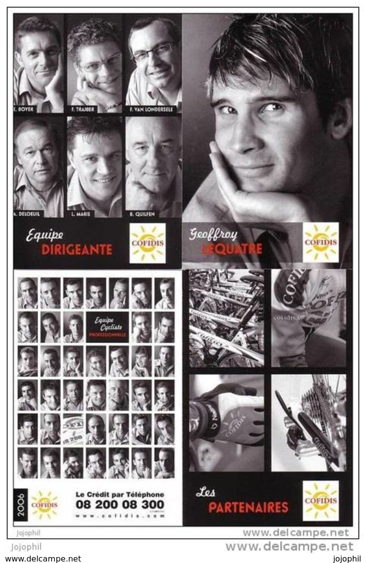 Lot De 37 Cartes Souples - équipe Cofidis 2006 - Photo Recto Verso - Portrait Et Fiche De Chaque Coureur - Sports