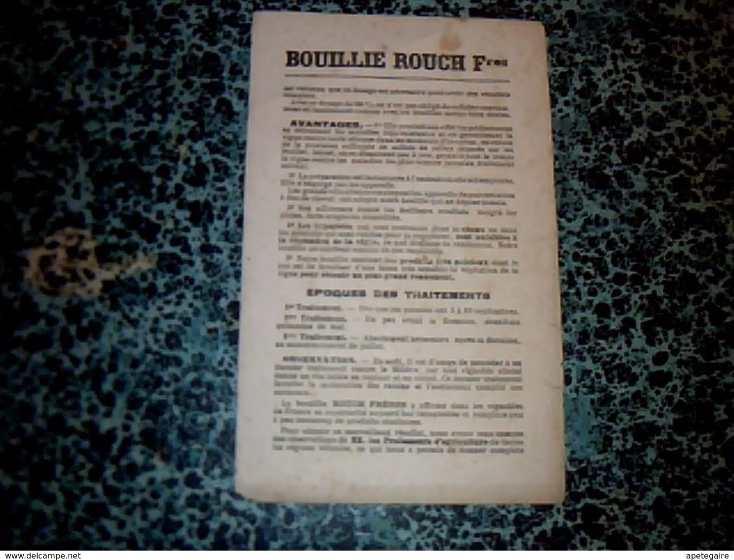 Publicité Très Vieux Papier  Buvard Agriculture Bouillie Rouch .Frères. Année ? (dans Son Jus) - R