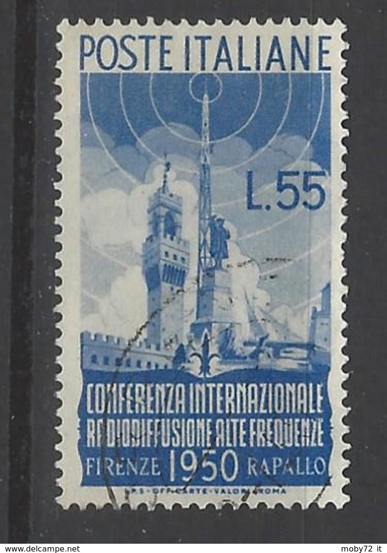 Italia - 1950 - Usato/used - Radiodiffusione - Un 624 - Mi 797 - 1946-60: Usati