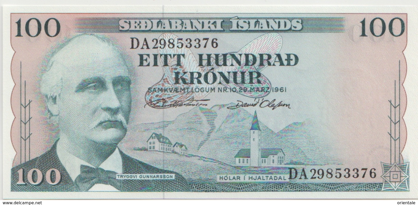 ICELAND P. 44a 100 K 1961 UNC - IJsland