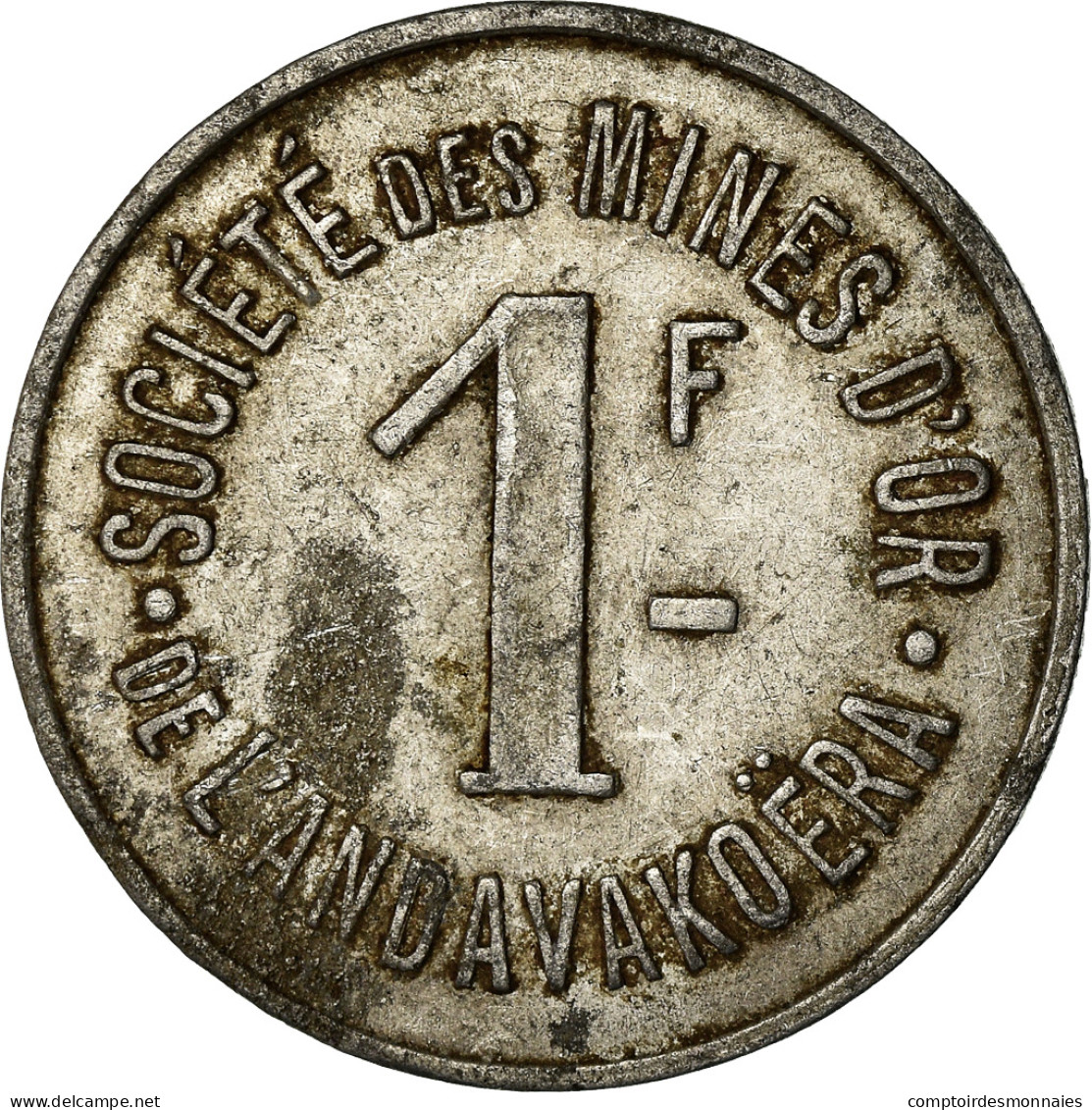 Monnaie, Madagascar, Société Des Mines D'Or, Andavakoëra, 1 Franc, TB - Monetary /of Necessity