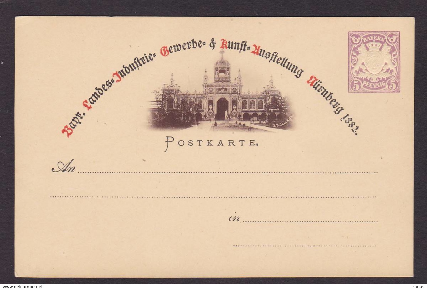 CPA Allemagne Bavière Nurnberg 1882 Timbre Imprimé Entier Postal Embossed - Nuernberg