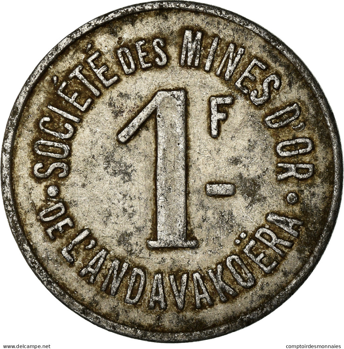 Monnaie, Madagascar, Société Des Mines D'Or, Andavakoëra, 1 Franc, TB - Monetari / Di Necessità