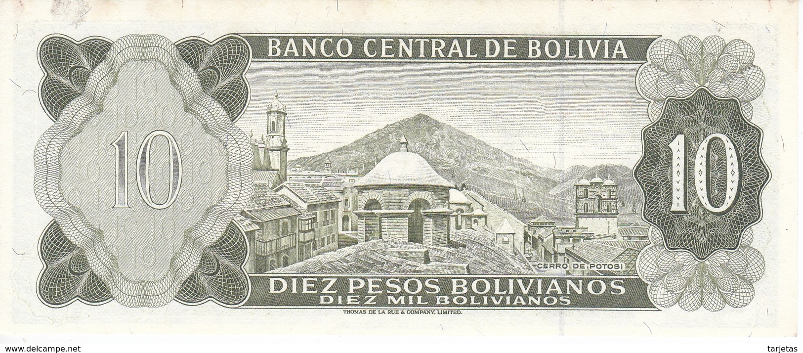 BILLETE DE BOLIVIA DE 10 BOLIVIANOS DEL AÑO 1962 SERIE U SIN CIRCULAR - UNCIRCULATED  (BANKNOTE) - Bolivië