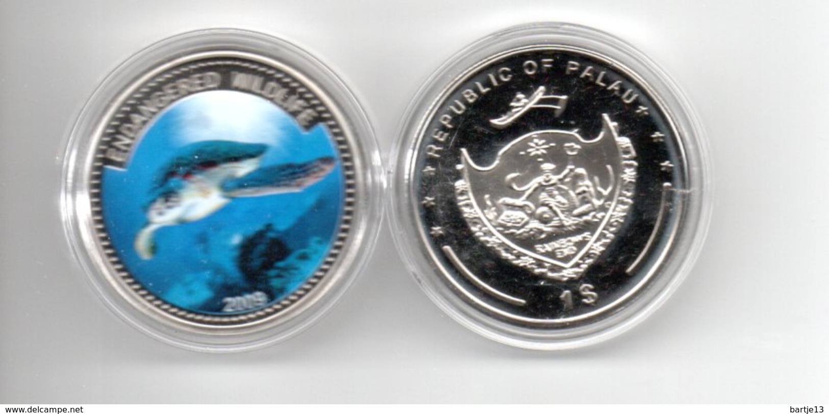 PALAU 1 DOLLAR CN BICOLOUR 2009 PROOF ENDANGERED WILDLIFE GREEN TURTLE ZEESCHILDPAD - Palau