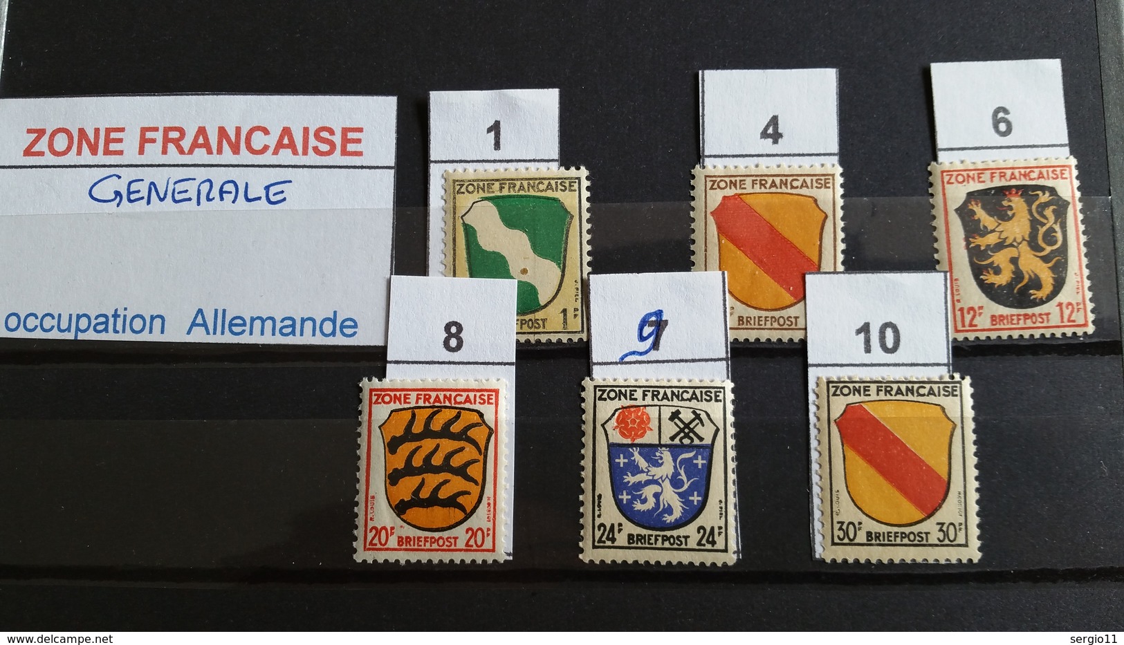 France Timbres NEUFS Zone Française Occupation Allemande 6 Timbres  N° 1 - 4 - 6 - 8 - 9 10  (réf Perso 15) - Other & Unclassified