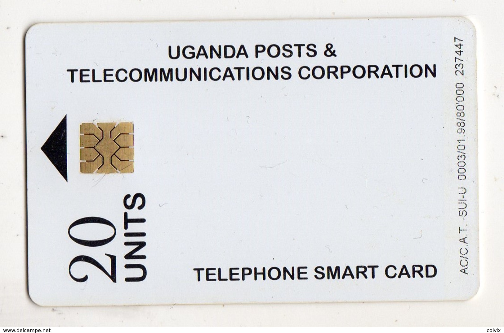 OUGANDA REF MV CARDS UGA-27 20U WHITE CARD 01 98 - Oeganda