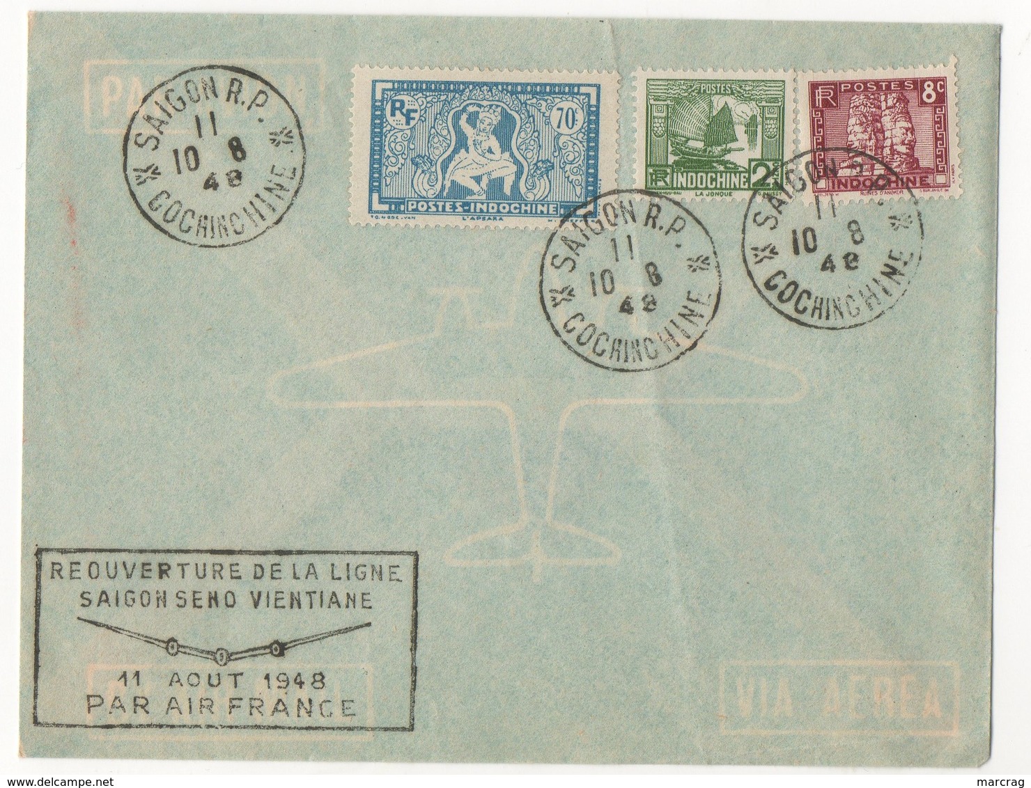 REOUVERTURE DE LA LIGNE PARIS SAIGON 1948 - Covers & Documents