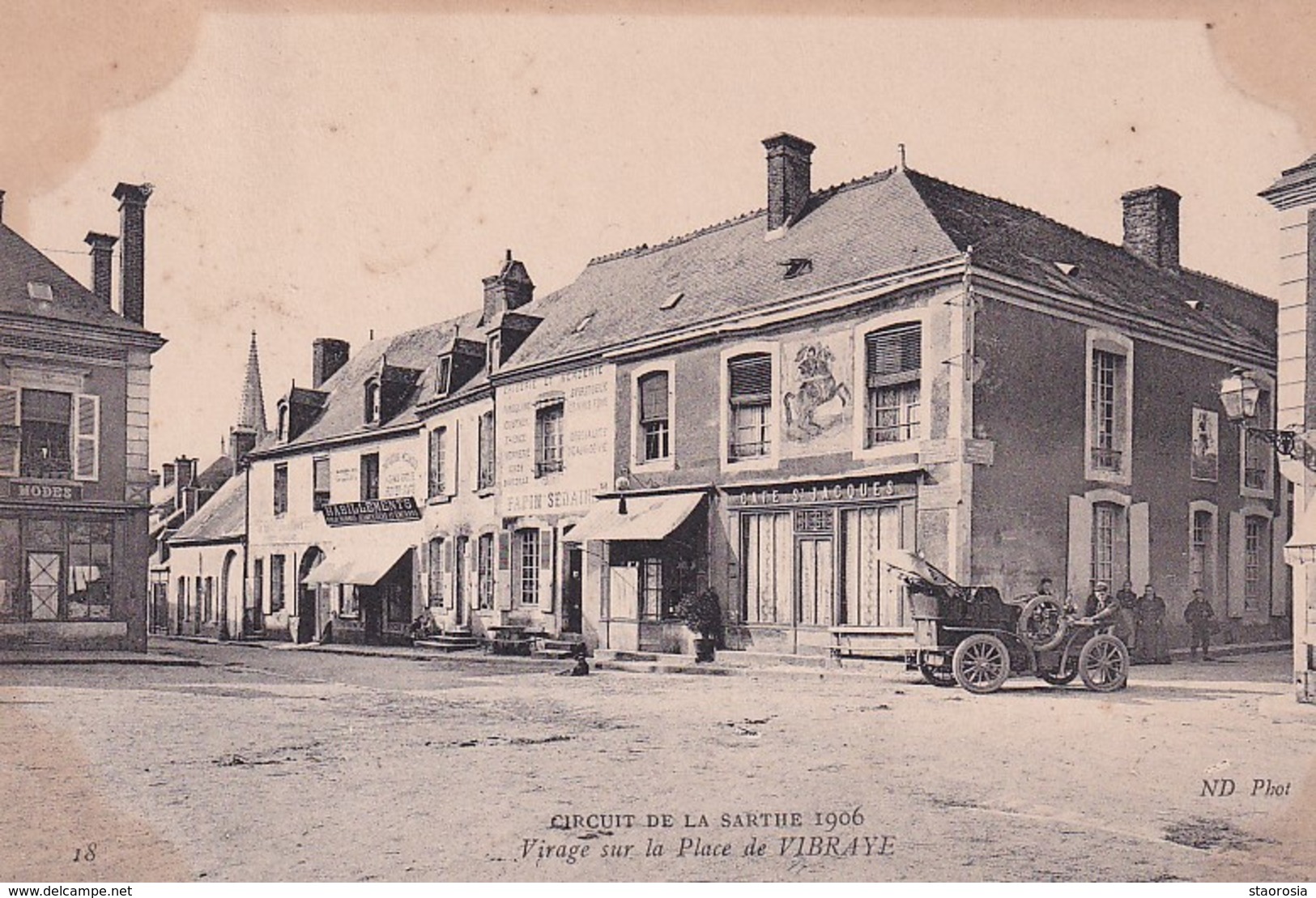 D72  Circuit De La Sarthe 1906 Virage Sur La Place De VIBRAYE  .............  Varte Peu Courante - Vibraye