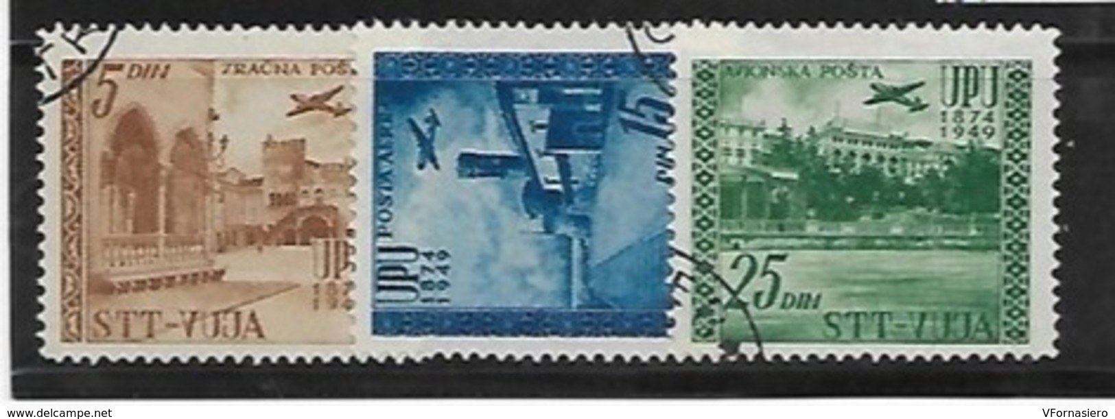 ITALIA ʘ 1949 TRIESTE Zona B - POSTA AEREA, 75° ANNIVERSARIO UPU - Luftpost