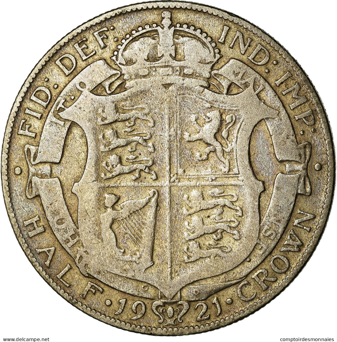 Monnaie, Grande-Bretagne, George V, 1/2 Crown, 1921, TB, Argent, KM:818.1a - K. 1/2 Crown