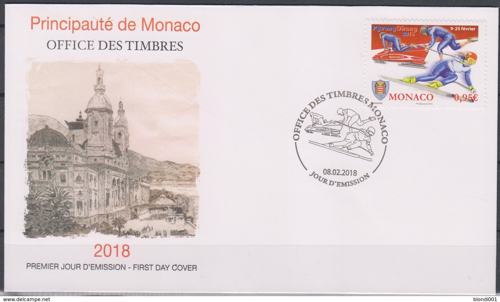 Olympics 2018 - Olympiques - Ski - MONACO - FDC Cover - Hiver 2018 : Pyeongchang