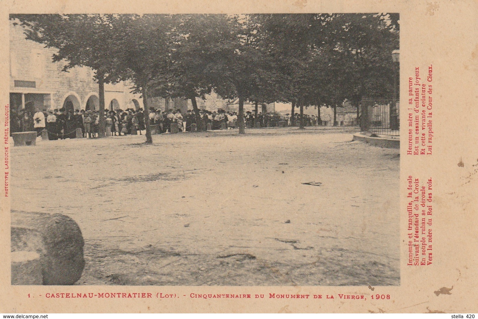 Castrlnau Montratier   Cinquantenaire Du Monument  De La Vierge 1908 Lot De Deux Cartes - Other & Unclassified