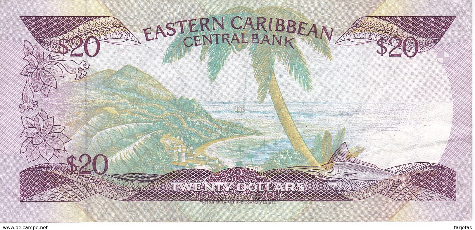 BILLETE DE EASTERN CARIBBEAN CENTRAL DE 20 DOLLARS  DEL AÑO 1988 (BANKNOTE) - Caraïbes Orientales