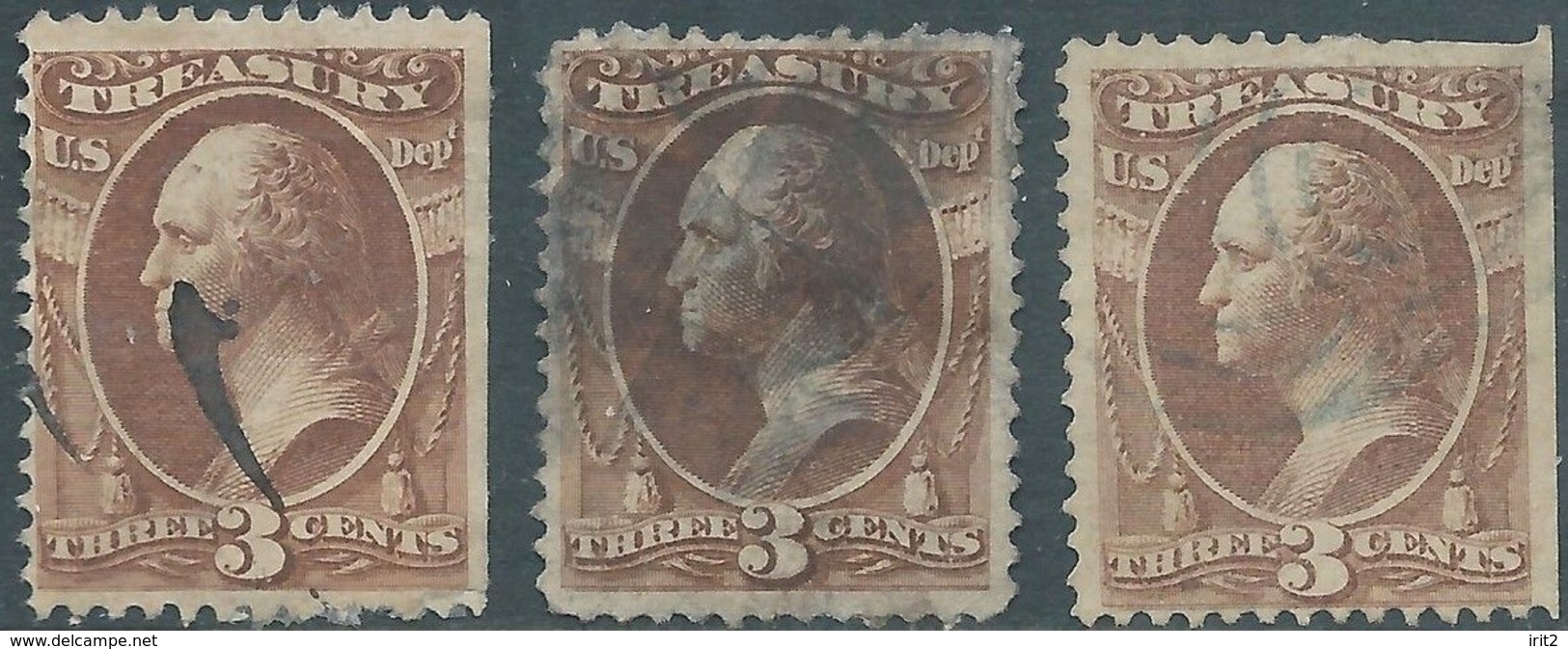 Stati Uniti D'america,United States,U.S.A,1873 Revenue Stamps 3c MINISTRY OF TREASURY,Used - Servizio