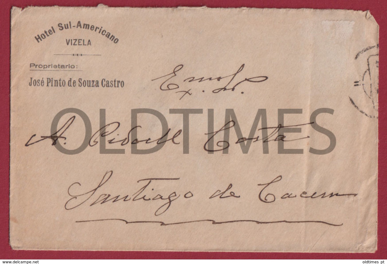 PORTUGAL - VIZELA - HOTEL SUL AMERICANO - AGUAS ROMANAS - 1912 - ADVERTISING ENVELOPE - Portugal