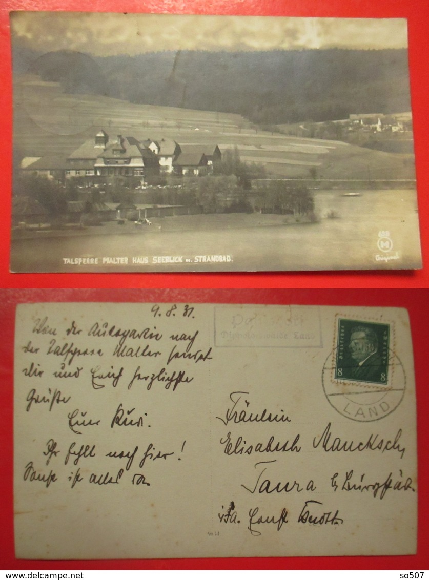 I2-Germany Vintage Postcard- Talsperre Malter Haus Seeblick M. Strandbad-With Seal Paulsdorf Dippoldiswalde Land - Guenzburg