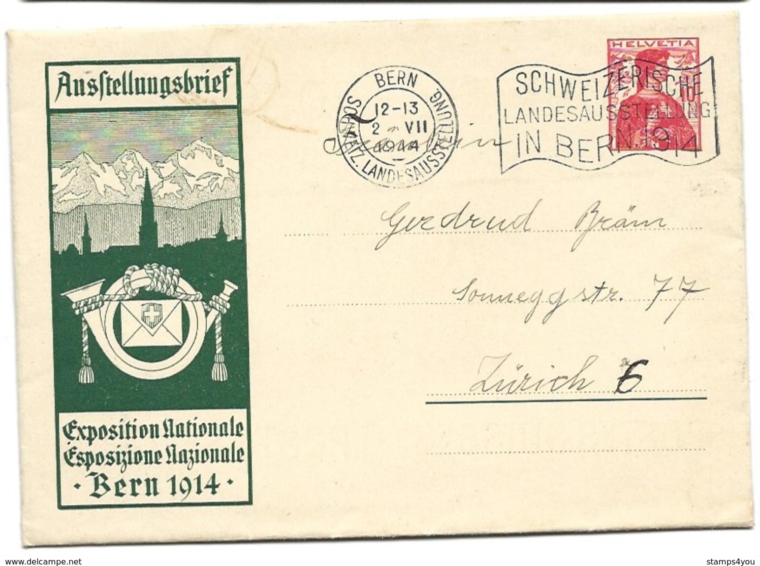 57 - 100 - Entier Postal "Expo Naitonale Bern 1914" Oblit Mécanique - Interi Postali