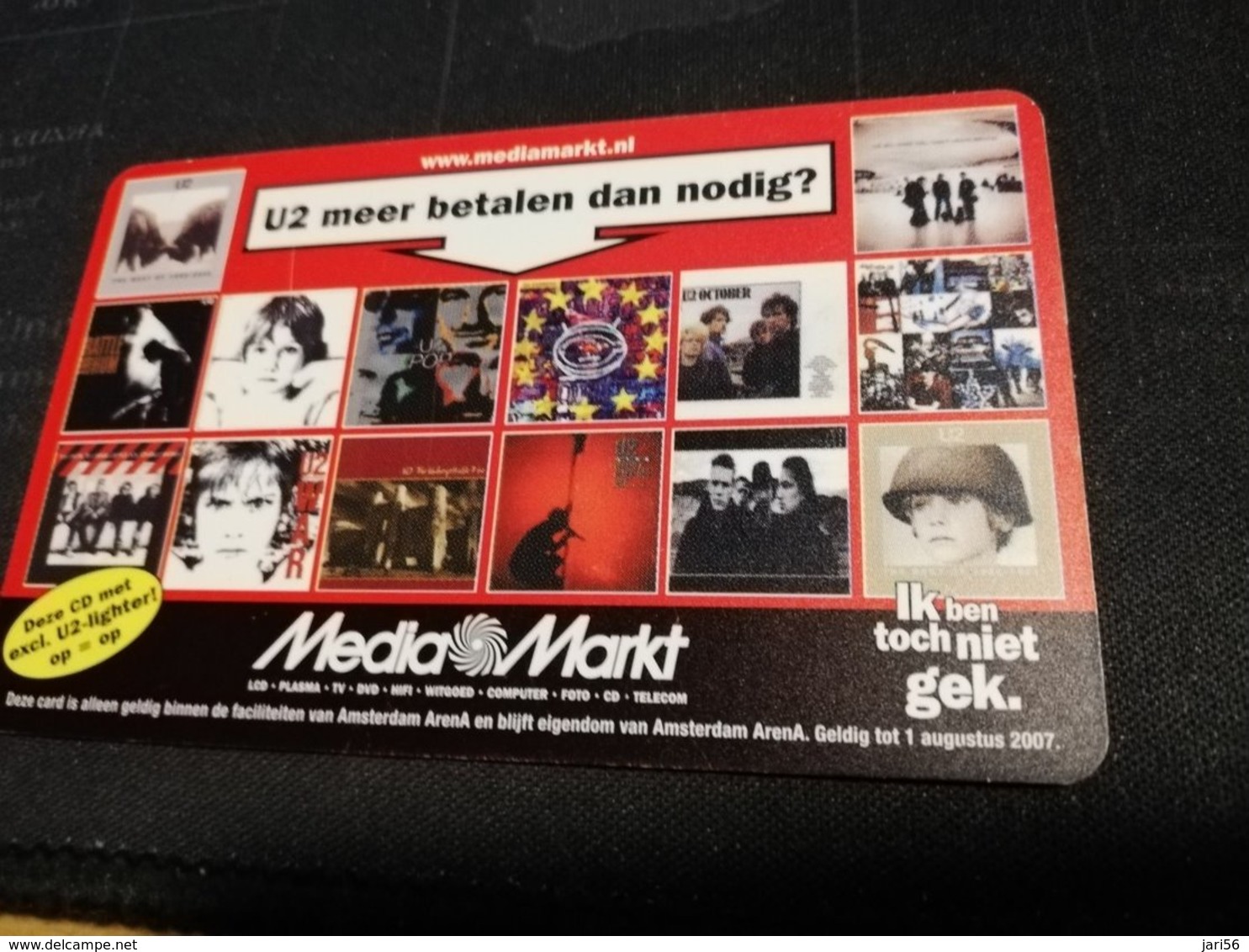 NETHERLANDS  ARENA CARD  U2 VERTIGO  TOUR  2005   €20,- USED CARD  ** 1430** - Public