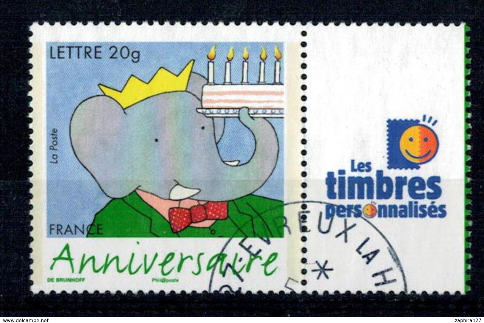 2006 N 3927A BABAR VIGNETTE TIMBRE PERSO OBLITERE CACHET ROND #229# - Oblitérés