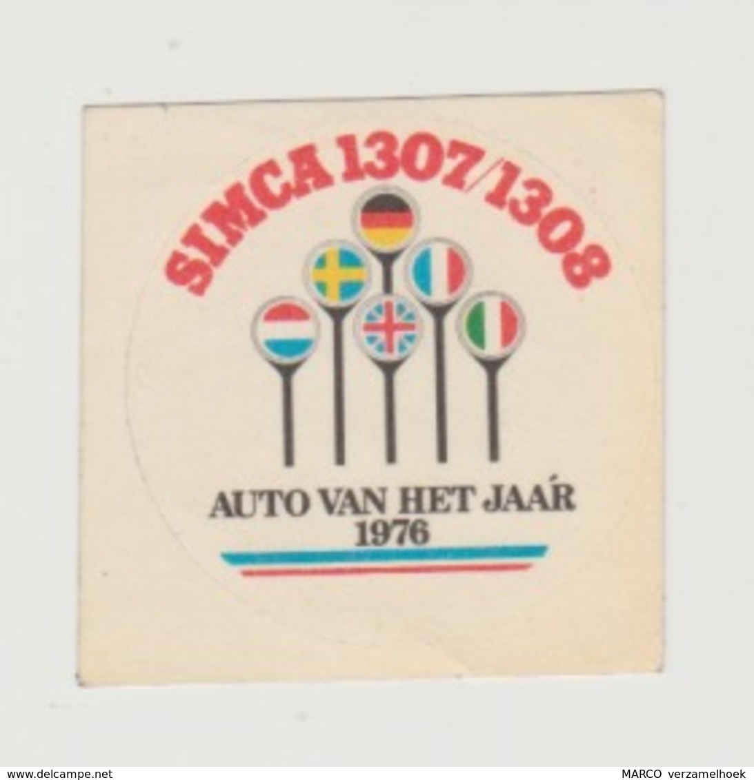 Sticker Auto: Simca 1307 - 1308 Auto Van Het Jaar 1976 - Pegatinas