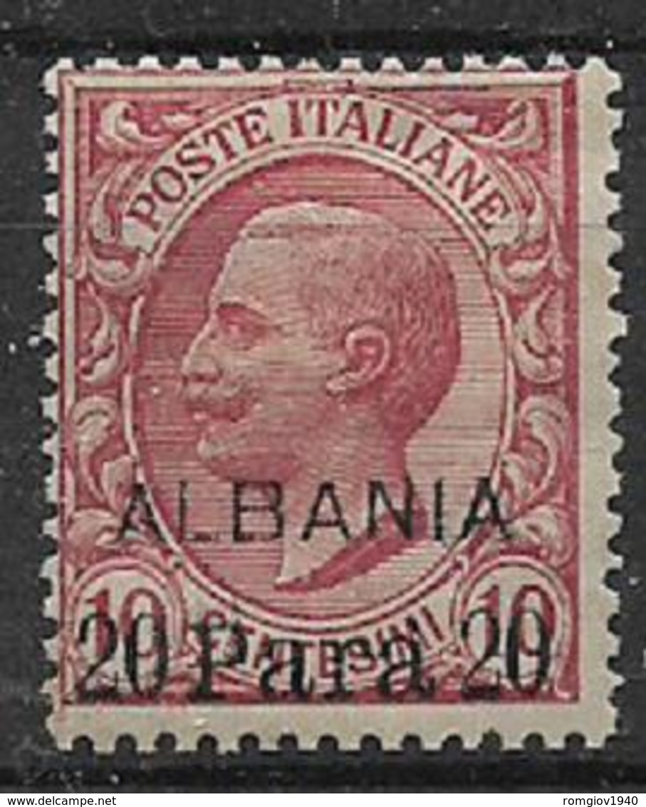 REGNO D'ITALIA LEVANTE 1907 EMISSIONI PER L'ALBANIA FRANCOBOLLI SOPRASTAMPATI"ALBANIA" SASS. 8 MLH VF - Albanië