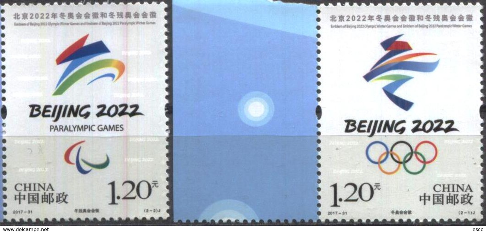 Mint Stamps Sport Olympic And Paralympic Games Beijing 2022  From China 2017 - 31 - Winter 2022: Beijing