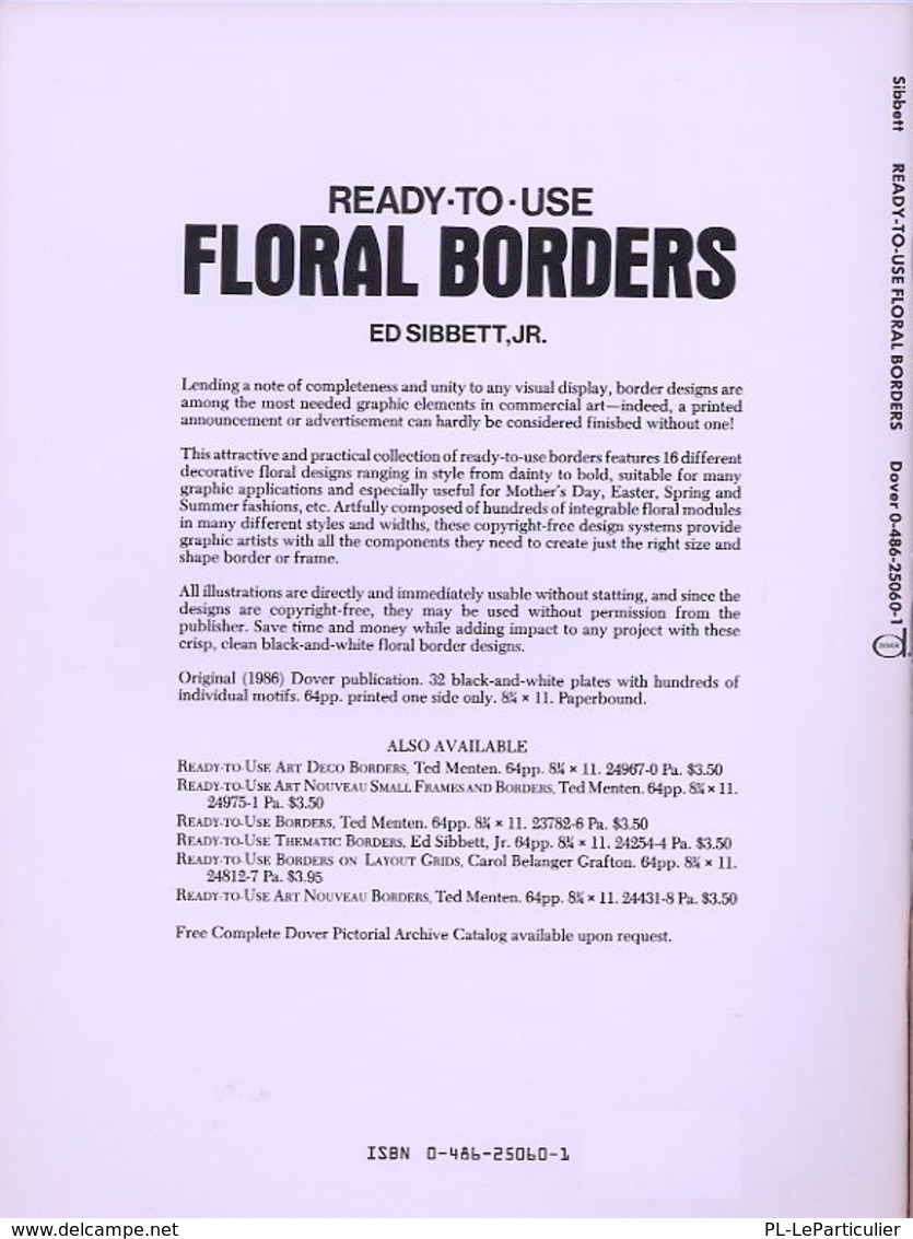 Floral Borders By Ed Sibbett, Jr Ready-to-Use Dover Clip-Art Series (excellent Pour Les Graphistes) - Bellas Artes