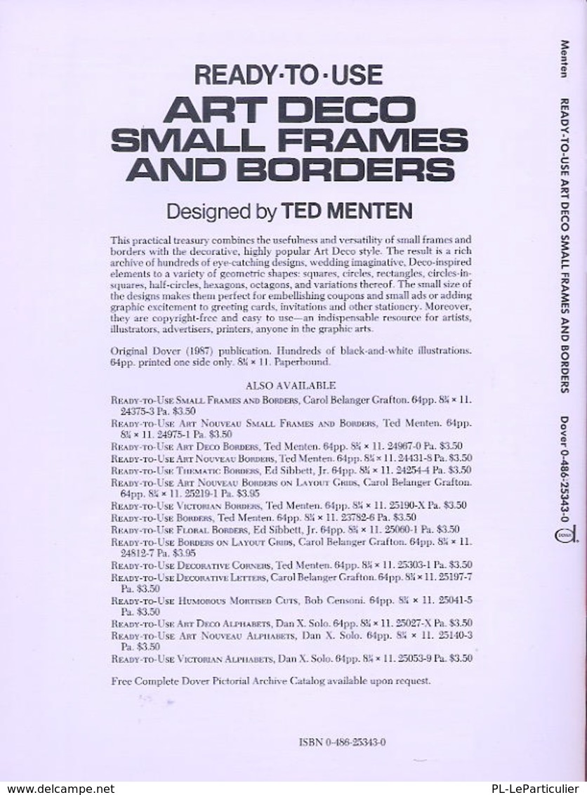 Art Deco Small Frames Borders By Ted Menten Ready-to-Use Dover Clip-Art Series (excellent Pour Les Graphistes) - Fine Arts