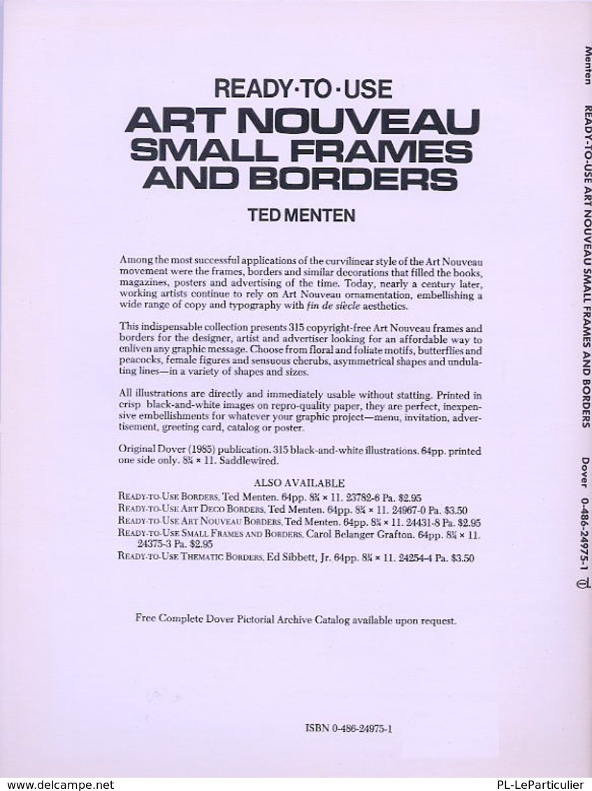 Art Nouveau Small Frames And Borders By Ted Menten Ready-to-Use Dover Clip-Art Series (excellent Pour Les Graphistes) - Schone Kunsten