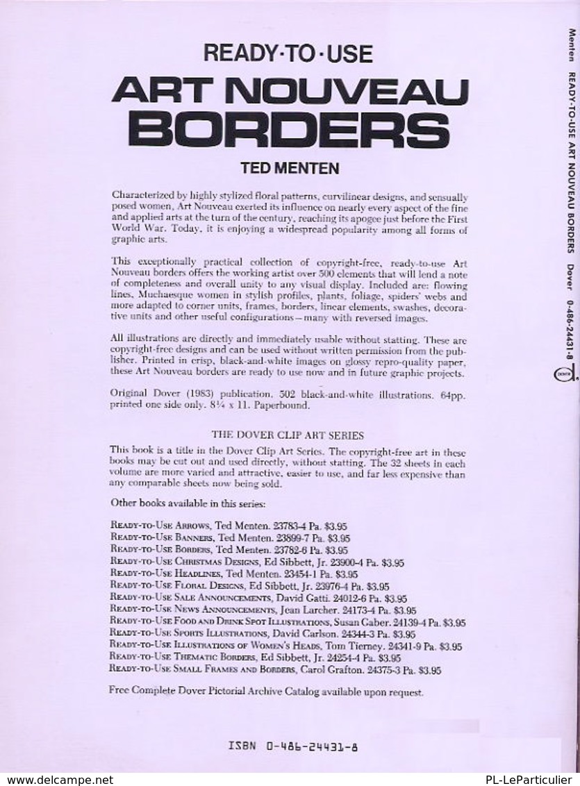 Art Nouveau Borders By Ted Menten Ready-to-Use Dover Clip-Art Series (pour Les Graphistes) - Schöne Künste