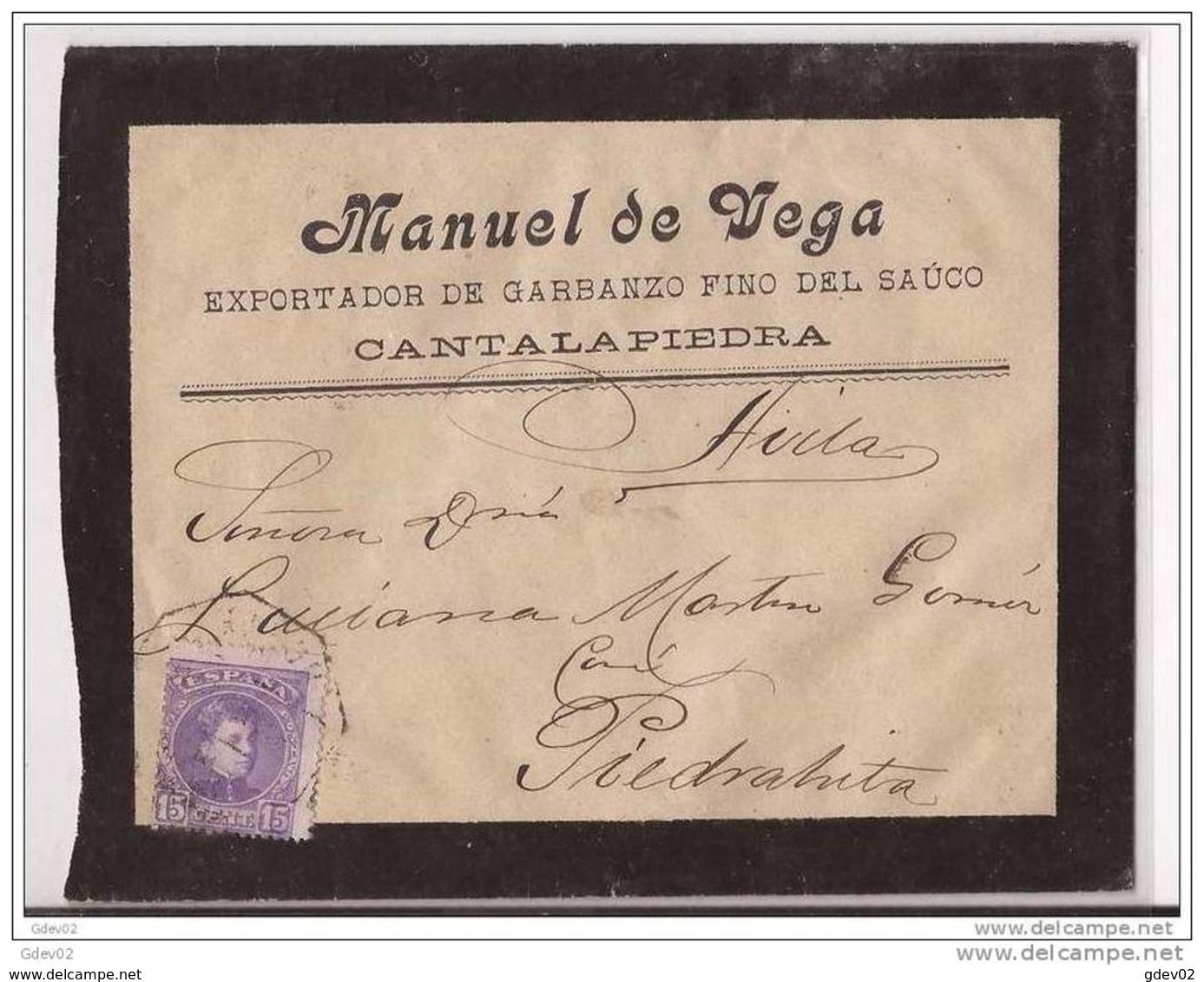 ESCA246-LC115TPANTIGSC.Exportador De Garbanzos.CARTA DE  PIEDRAHITA (Avila) A AVILA..Manuel De Vega.1906.(Ed 246).MUY B. - Otros & Sin Clasificación