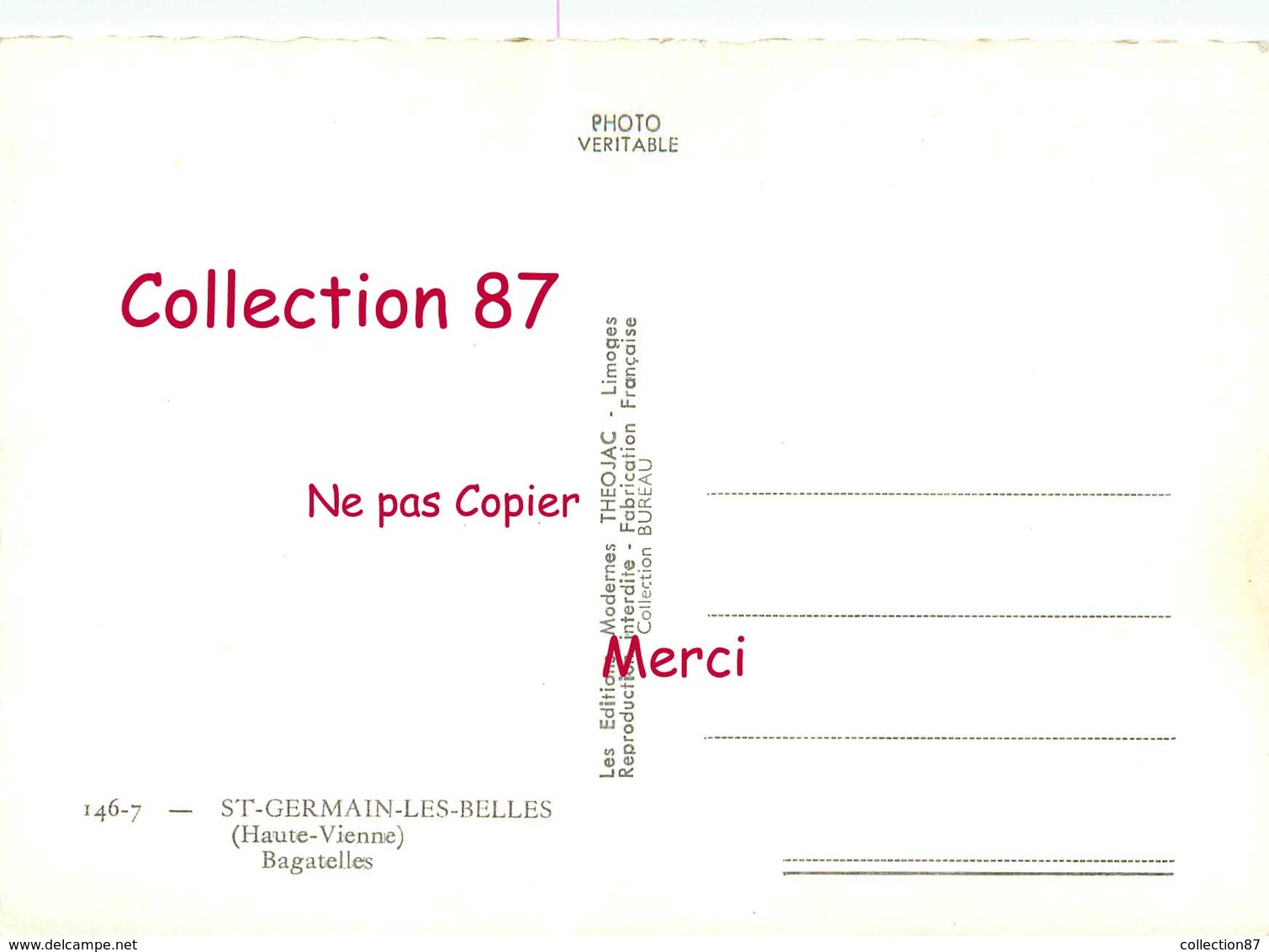 87 ☺♦♦ SAINT GERMAIN Les BELLES < BAGATELLES - BELLE VUE De VILLAS - N° 146-7 THEOJAC (10x15) - Saint Germain Les Belles