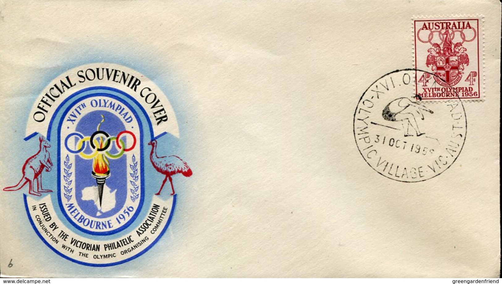 53357 Australia, Special Postmark 1956 Melbourne Olympiade,olympic Village,Long Jump,saut En Longueur,Weitsprung - Sommer 1956: Melbourne