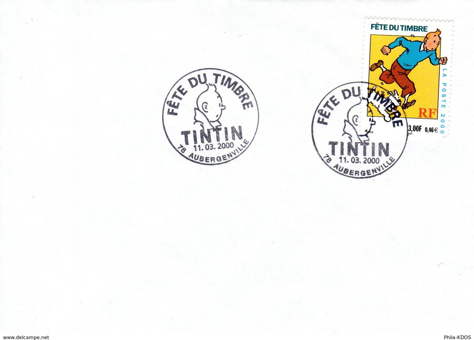 &#9989; " TINTIN / MILOU " Sur Enveloppe 1er Jour De 2000. N° YT 3304. Parfait état. FDC - Comics