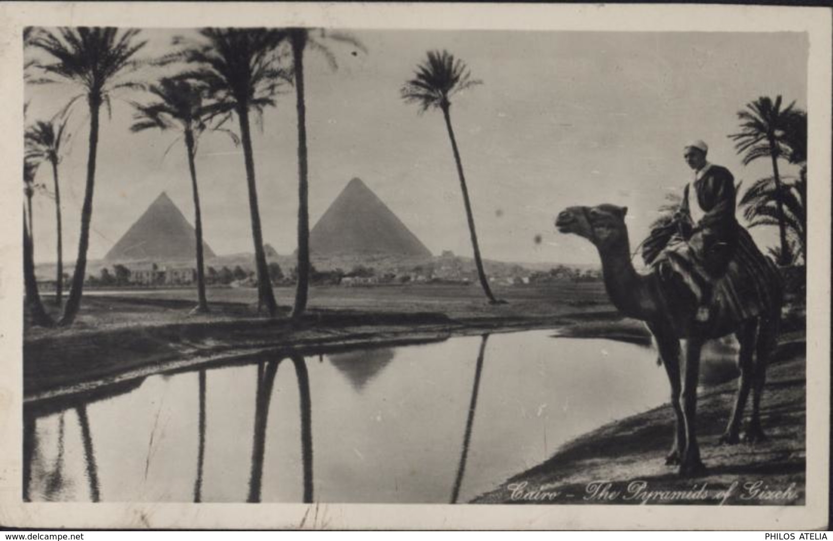 YT Postes D'Egypte 193 Rose Carmin 13 M CAD Shepheard's Hotel Cairo 1948 CP Cairo The Pyramids Of Gizeh - Usados