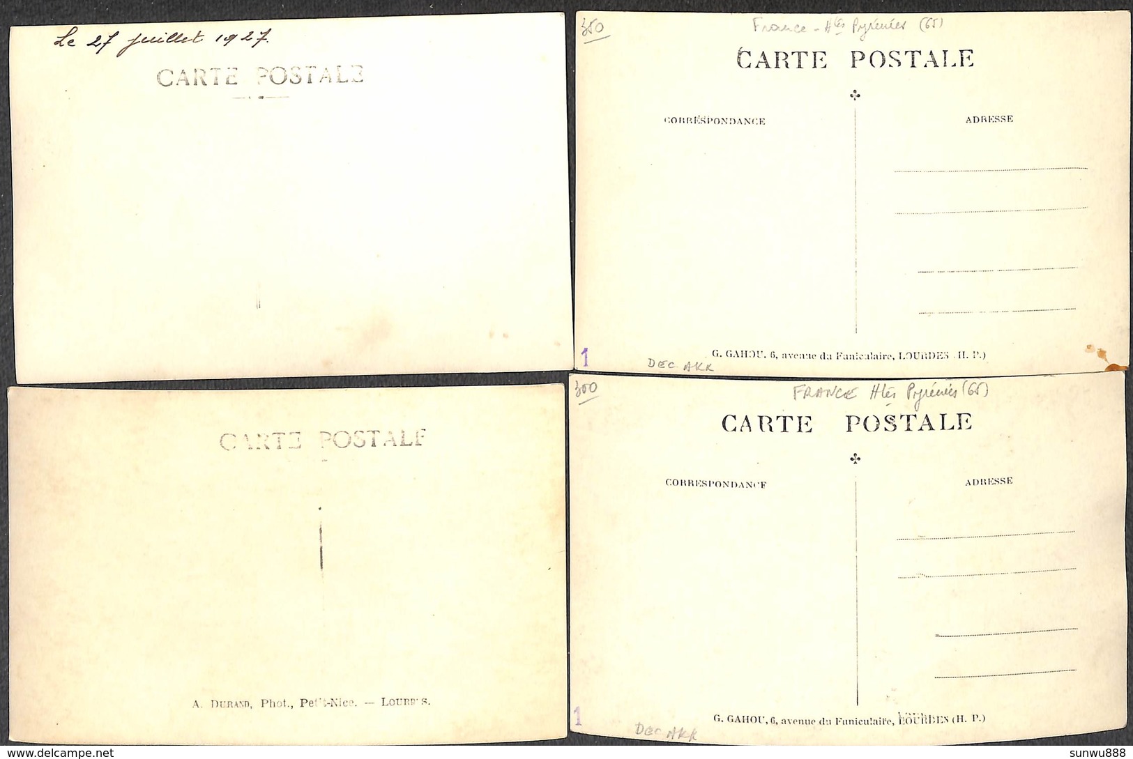 65 - Lourdes - Lot 4 Cartes Photo Animée Oldtimer Gahou Durand (prix Fixe) - Lourdes