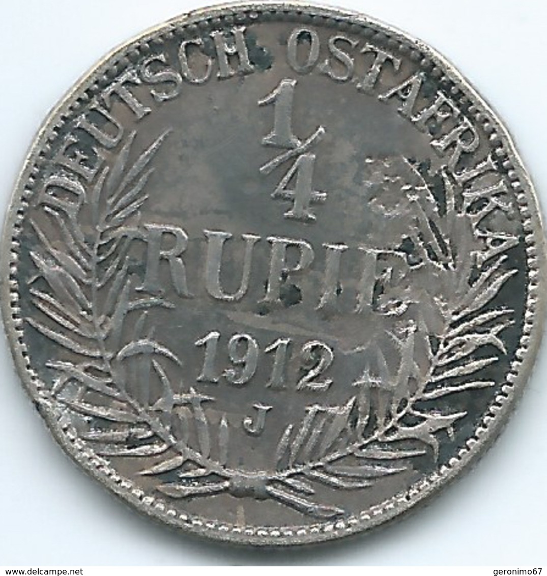 German East Africa - 1912 J - Wilhelm II - ¼ Rupie - KM8 - Afrique Orientale Allemande