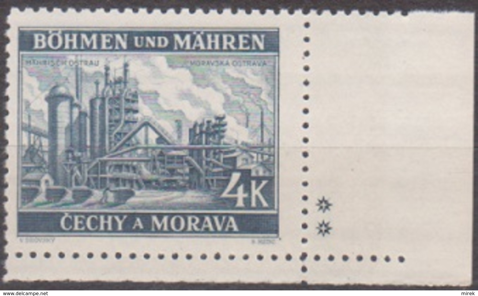 64/ Bohemia & Moravia; ** Nr. 37 - Corner Stamp, Plate Mark ++ - Nuovi