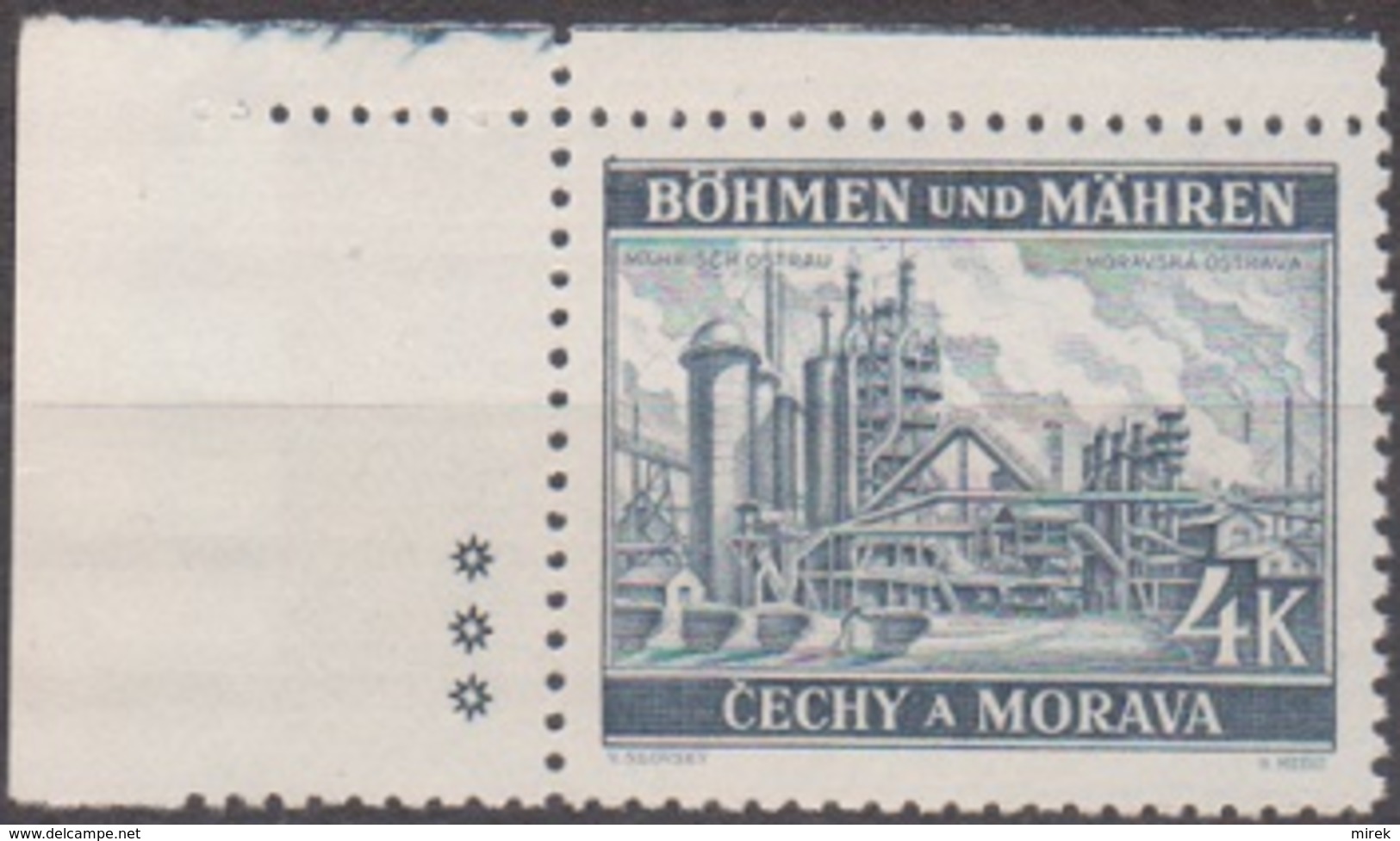 65/ Bohemia & Moravia; ** Nr. 37 - Corner Stamp, Plate Mark *** - Nuovi