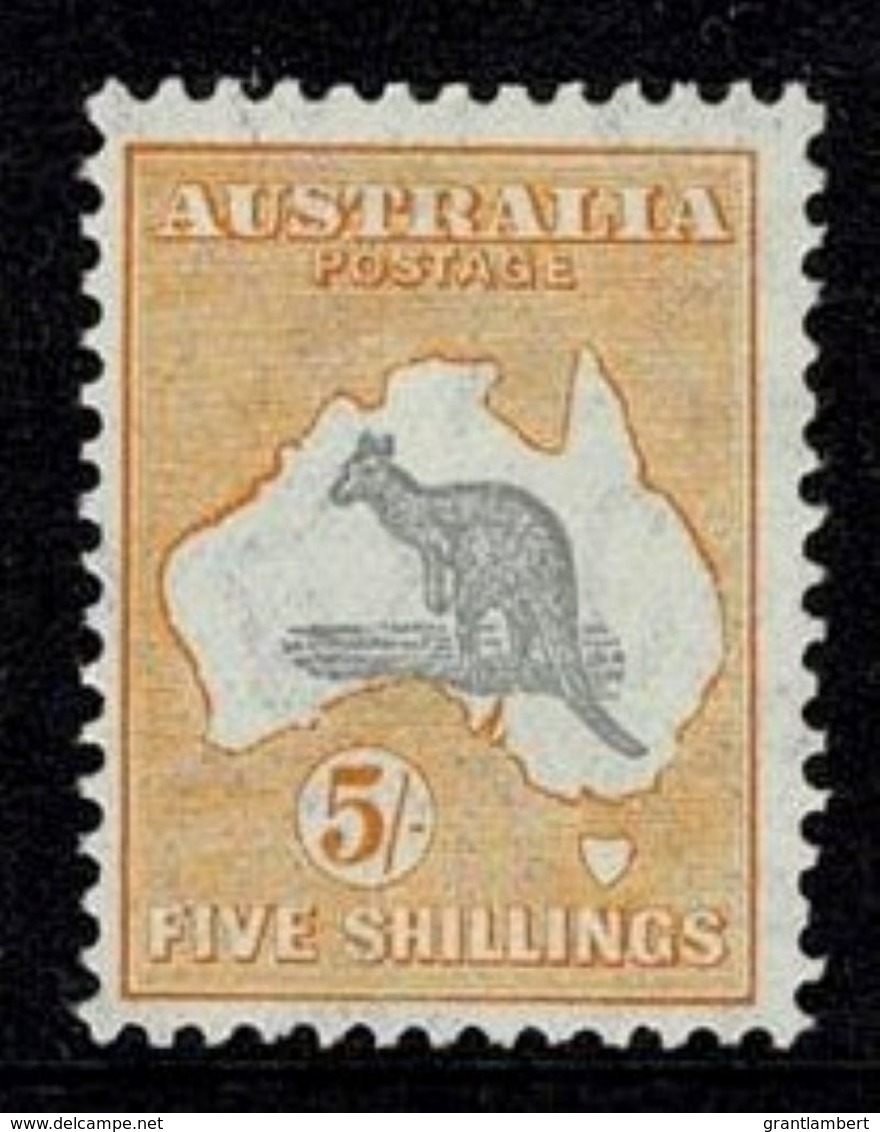 Australia 1932 Kangaroo 5/- Grey & Yellow C Of A Watermark MH - Listed Variety - Neufs