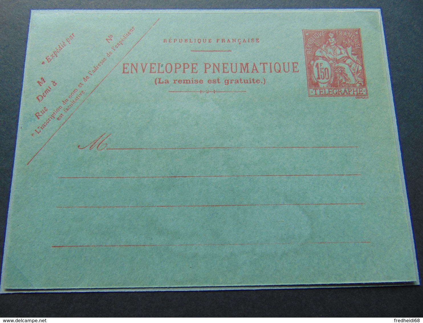 Très Belle Enveloppe Pneumatique à 1,50fr N°. O6 (Storch) Neuve - Pneumatische Post