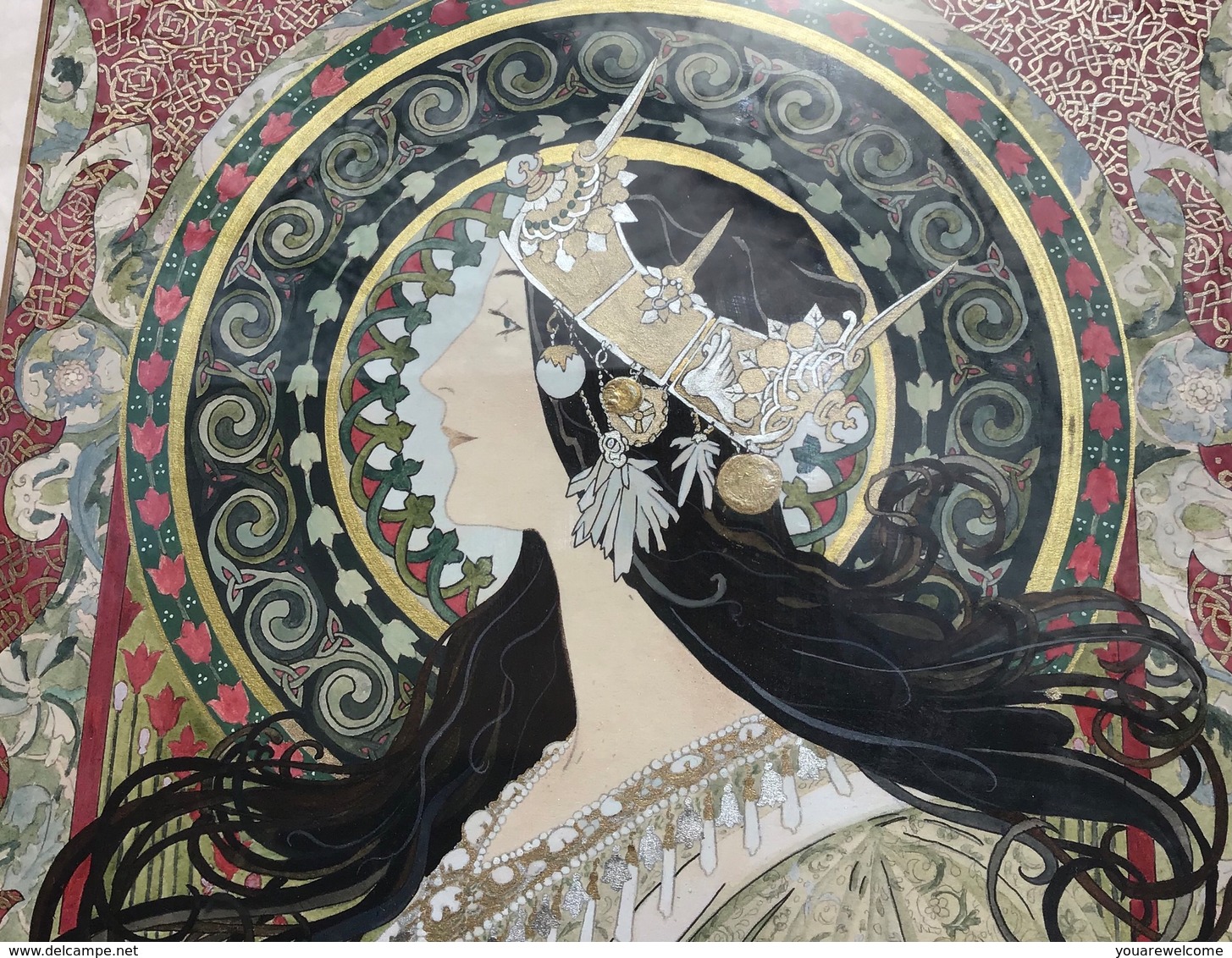 ALPHONSE MARIA MUCHA (1860-1939) Gouache Painting „Zodiac 1896“ (Czech Jugendstil Kunst Art Nouveau Artist Peinture - Gouaches