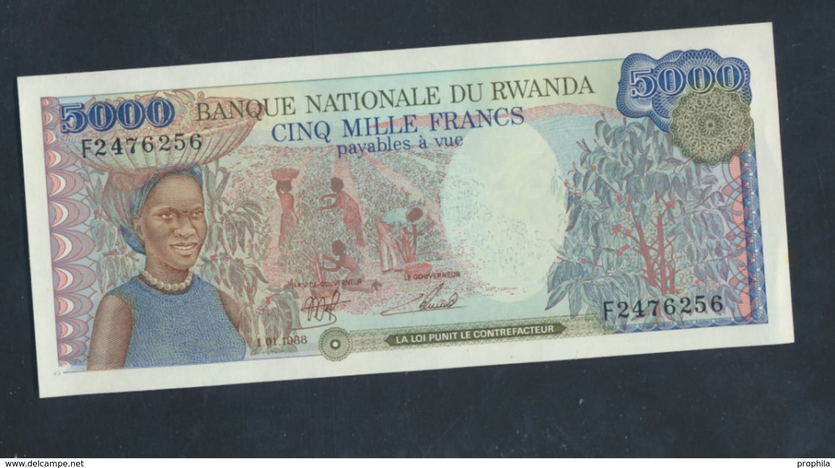 Ruanda Pick-Nr: 22a (1988) Bankfrisch 1988 5.000 Francs (9431686 - Ruanda