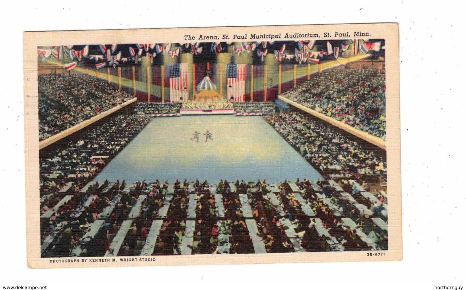 ST. PAUL, Minnesota, USA, Figure Skating At Arena In St. Paul Municipal Auditorium, 1947 Linen Postcard - St Paul
